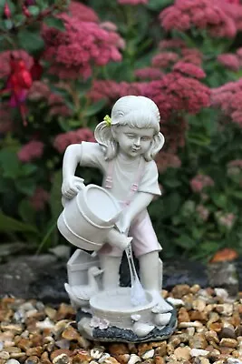 Garden Ornament Solar Little Girl With Watering Can LED Light  Decor Patio  • £15.95