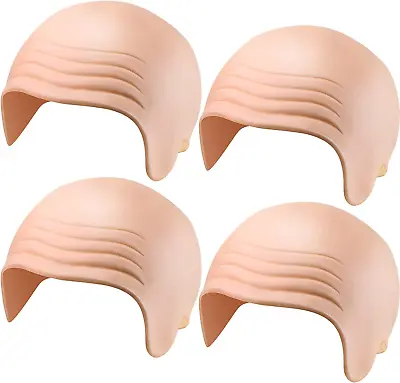 4 Pieces Latex Bald Caps Head Skull Wig Cap Thick Bald Cosplay Hat Fancy Beige • $27.79