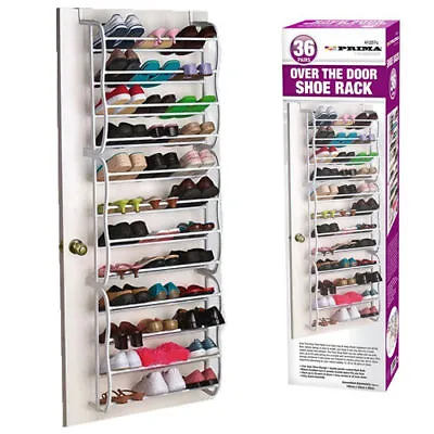 £16.49 • Buy 36 Pair Over The Door Hanging Shoe Hook Shelf Rack Holder Storage Organiser New