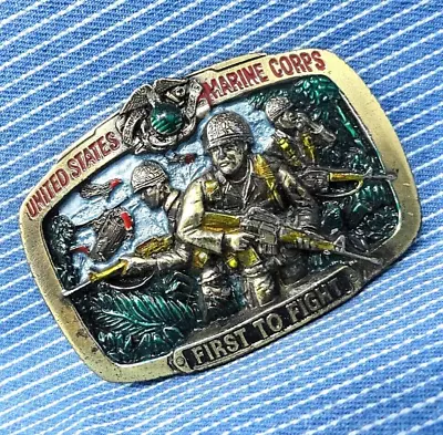 USMC First To Fight Belt Buckle United States Marine Corps Vintage 80s   .BMW539 • $19.99