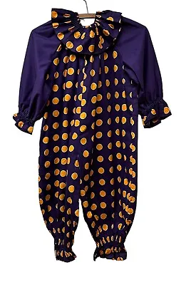 Vintage Handmade Clown Costume Youth M/L Or Adult XS Purple Yellow Polka Dot • $59.99