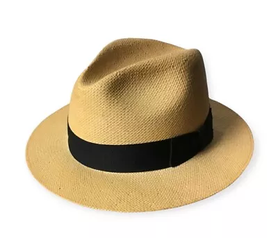 Vintage DOBBS Fifth Avenue Fedora Panama Straw Hat Size 7 1/2-7 5/8 Made In USA • $37.50