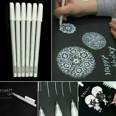 2 3 Or 5 X White Gel Pen Rollerball Art Craft Drawing Marker Gel Pens Manga • £5.99