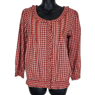 Denim & Supply Ralph Lauren Long Sleeve Plaid Blouse S Red Button Front Cotton • £28.50