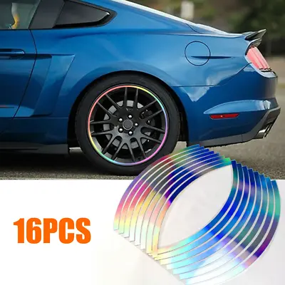 $5.86 • Buy 16Pcs Reflective Car Wheel Hub Rim Stripe Stickers Tire Tape Decal Accessories.