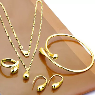 Fashion 925 Silver Gold Necklace Earrings Bracelet Rings Set Women Jewelry Gifts • $2.93