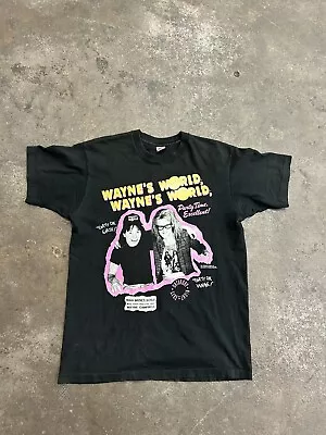 Vintage 90s Waynes World T-Shirt Mens XL Black Movie Promo Funny RARE USA • $160