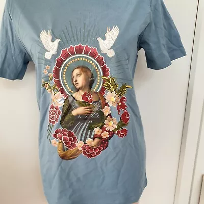 NWT NATIONAL GALLERY Blue T-Shirt - Raphael Madonna Renaissance Print - Size S • £9.50