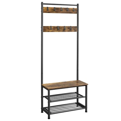$63.80 • Buy Alden Design 73  Metal Hall Tree With Shoe Storage Bench, Rustic Brown