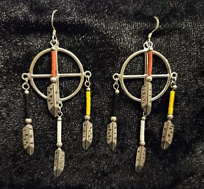 STUNNING Sterling Silver Native American Four Direction Medicine Wheel Earrings • $129.95