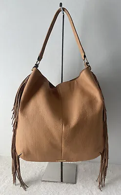 £44.70 • Buy Rebecca Minkoff Tan Leather Fringe Hobo Shoulder Bag Purse Boho Hippie Large Bag