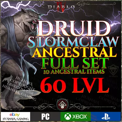 Diablo 4 🐺 Stormclaw Druid Wolf🐺 Full Ancestral Set 🐺  Season Ladder 3 D4 • $49.99