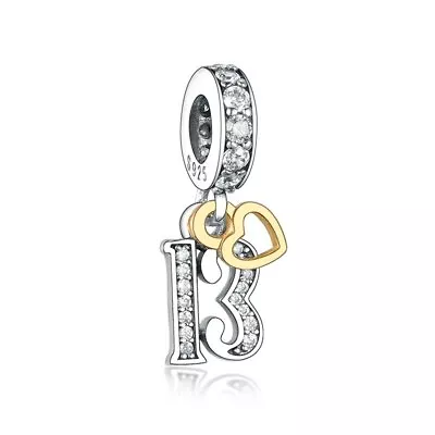 $27.99 • Buy S925 Silver & Gold Pl Hanging 13th Milestone Birthday Charm By YOUnique Designs
