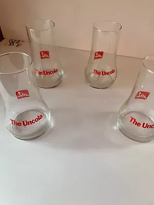 Vintage 7UP The Uncola Upside Down Drinking Glasses 6  Tall  (SET OF 4) • $15.95