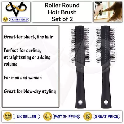 2 X Round Hair Brush For Men And Women Short Hair Volumising Blow Drying Quiff • £7.75