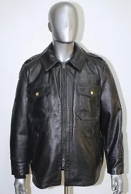 Vintage 80s Black Leather Police Jacket AMERICAN LEATHERWEAR Sz42 Made In Canada • $150