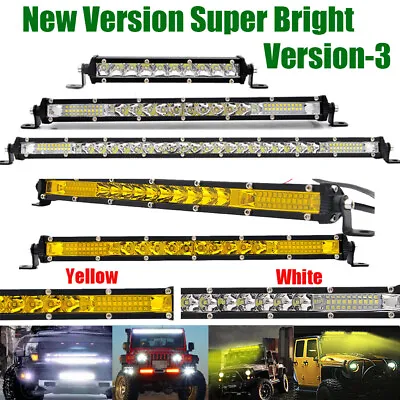 7/13/20/25/32/38/45/50 Inch Single Row Slim Car LED Work Light Bar White Yellow • $63.24