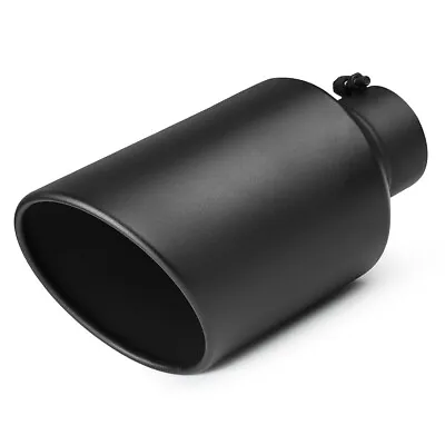 Inlet 4  Outlet 8  Long 15  Stainless Steel Rolled Edge Exhaust Tip Diesel Black • $54.15