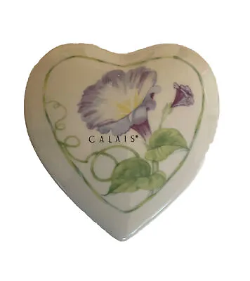 Mary Kay  Calais  Made In Japan Porcelain Heart Shaped Trinket Box Purple • $9.95