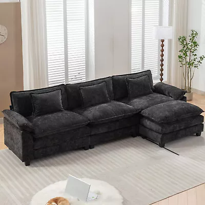 Sectional Sofa Set Modern 3-Seat Sofa Couch With Ottoman Pillows For Living Room • $699.99