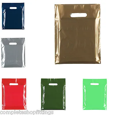 Strong PLASTIC CARRIER BAGS Heavy Duty Handle 10 X12  All Colours Fashion GIFT • £50.59