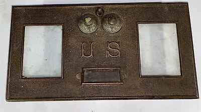 LARGE Antique Cast Brass Double Combination US P.O. Box Door 10 5/8  X5 5/8   • $74.99