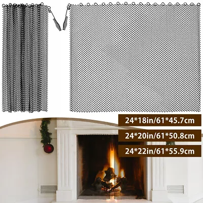 2x Home Fireplace Hanging Mesh Screen Curtain Spark Guard Mesh Curtain Hearth👛 • $48.09