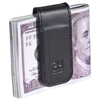 Slim Magnetic Money Clip Genuine Leather Business Card Holder For Men • $16.99