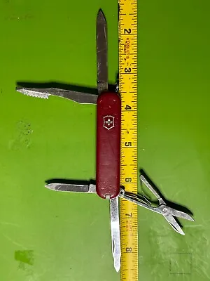 VICTORINOX EXECUTIVE RED SWISS ARMY KNIFE--See Pics Damage To Scales.   #44 • $44