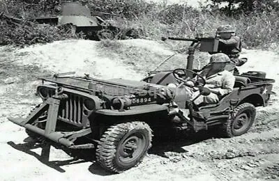 WW2 Picture Photo Pacific 1943 Jeep Browning M1919 Machine Gun 2349 • $4.95