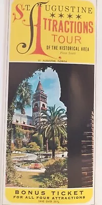 St Augustine Attraction Tour 1960s Brochure Florida Historical Area Attractions • $7.96