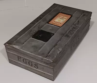 Vintage 1.5 Dozen Tin Metal Egg Box Interior Storage Safety Crate Original Paper • $69.99