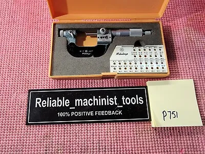 Mitutoyo 226-137 0-1” .001 Interchangeable Anvil Outside Threads Micrometer P751 • $234