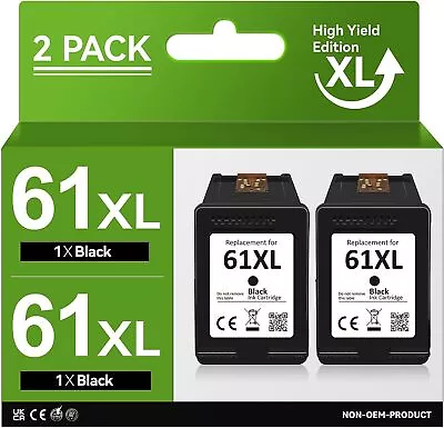 2 Pack 61 XL Black Ink Cartridges For HP ENVY 4500 4501 4502 4504 5530 5531 5535 • $23.04