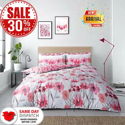 4 Pcs Complete Bedding Set Duvet Cover With Fitted Bed Sheet Single Double King • £13.99