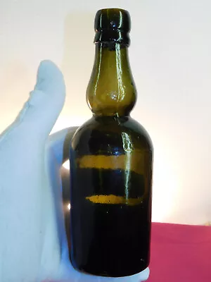 AUSTRALIAN BENDIGO GOLDFIELDS BLACK OLIVE LADYS LEG WHISKEY 6oz Old Bottle C1870 • $120