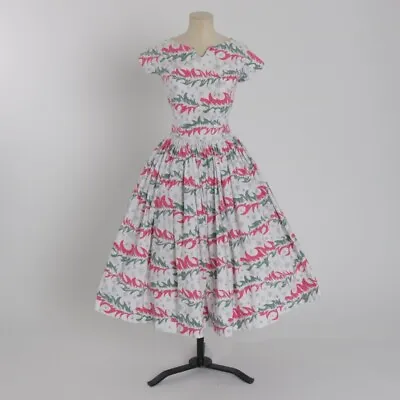 Vintage Early 1950s Original Novelty Floral Print Horrockses Fashions Dress XS S • £155