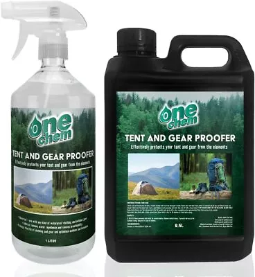 Tent And Gear Waterproofer 1L + 2.5L Refill Camping Hiking Waterproof One Chem • £19.99