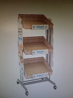 DIFORMA 3 BASKET SHELVES-48 H X 22 W X 16 D-BAKERY ROLLING Retail Fixture • $120.99