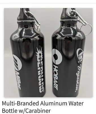 Miller Hobart Bernard Multi-Branded Aluminum Water Bottle W/Carabiner • $19.99