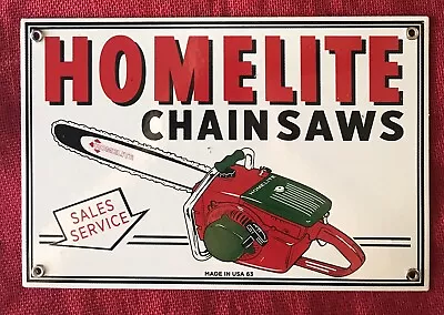 Vintage Style 1963 Homelite Chain Saws Advertising Porcelain Sign 12 X 8 Inch • $112