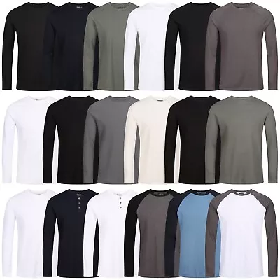 Mens T Shirts Burton Long Sleeve Crew Round Neck Casual Tees Plain Top Cotton • £7.99