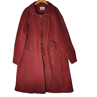 Western Duster Riding Coat Cowboy Rodeo Horseman Cotton Canvas XL Red Vintage • $82.02