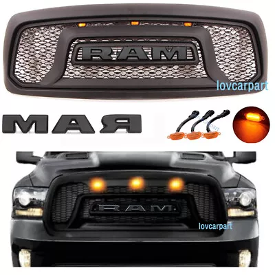 For Dodge Ram 1500 Grill 2002 03 04 2005 Front Bumper Grille W/Letters+LED Black • $209.99
