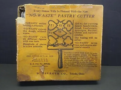 Vintage W. Bauroth  No Waste  Rolling Pastry Cutter/Roller Toledo Oh. W/ Box  B5 • $8.97