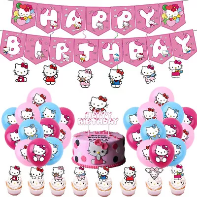 48Pcs Hello Kitty Theme Backdrop Birthday Party Decorations Supplies Set • $27.98