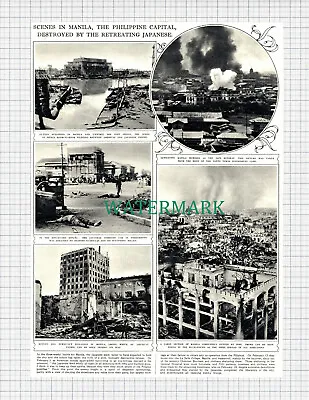 X964) Manila Philippines Destroyed By Japanese World War 2 - 1945 Clip • $13.73