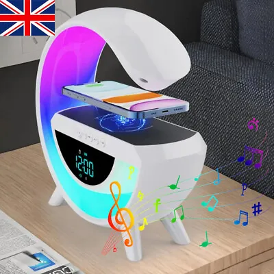 Multifunction Wireless Charger Pad Stand Speaker Night Light TF RGB For Iphone • £10.56