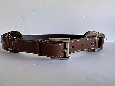 MICHAEL KORS Genuine Leather Two-toned Women's Belt Brown Gold Ring Size Small • $19