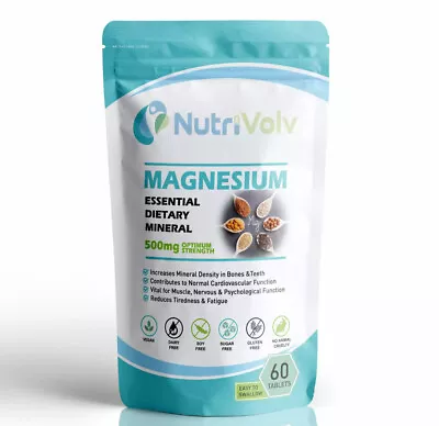 Magnesium (MgO 500mg) 120 Tablets Muscle Tiredness Fatigue Bones Teeth Heart • £6.99